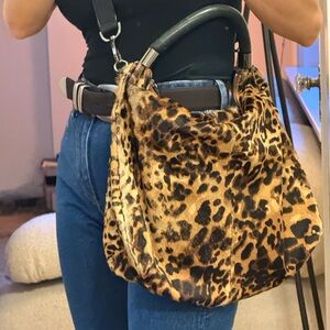 Vintage Kenneth Cole Leopard Pony hair shoulder bag with crossbody strap